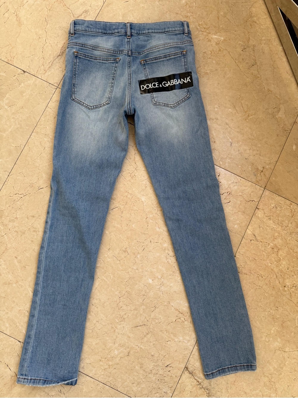 Dolce & Gabbana Light Blue Denim Jeans with Logo Patch